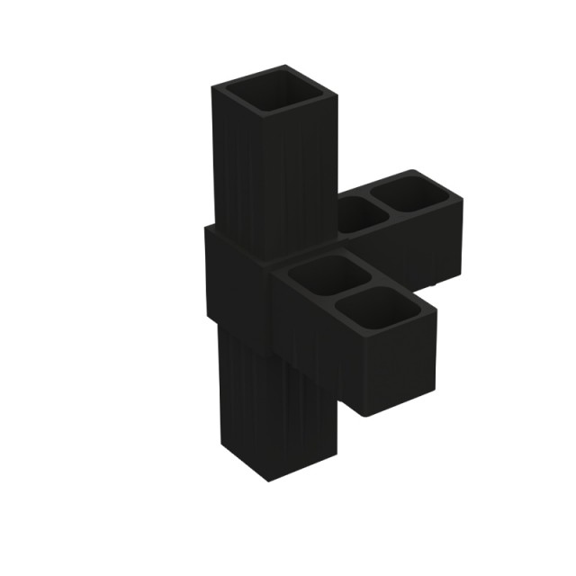 L TYPE 4 WAY CONNECTOR 20x20 / BLACK